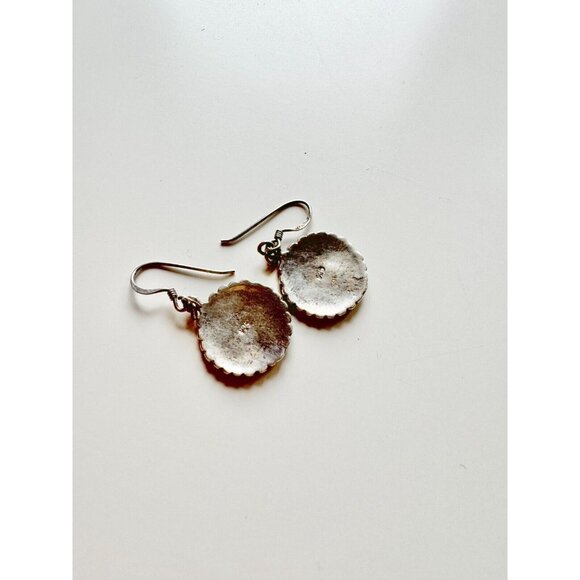 Vintage Navajo 925 Sterling Silver Sun Face Geometric Drop Earrings - Picture 4 of 10